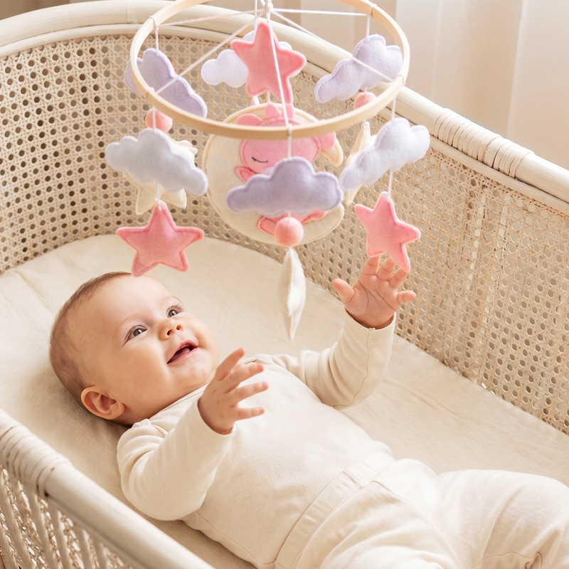 Baby Nursery Equipment - 1Pc Wooden Baby Crib Mobile Music