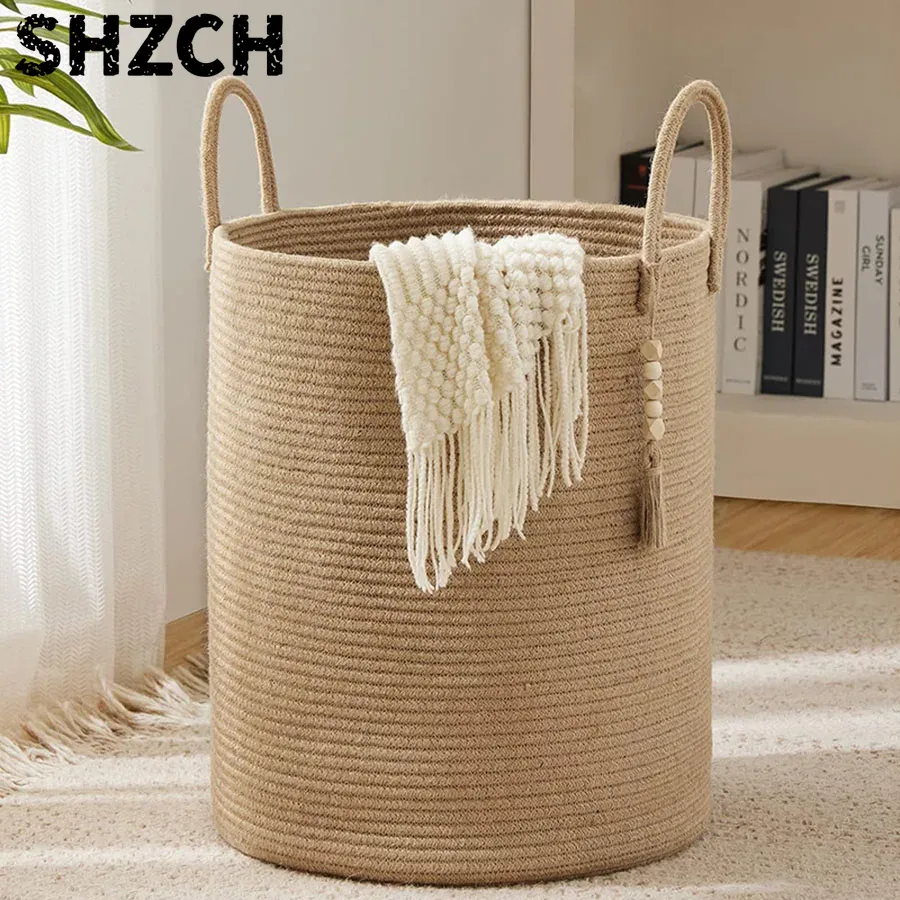 Baby Nursery Basket - Large Storage Basket Tall Woven Decorative