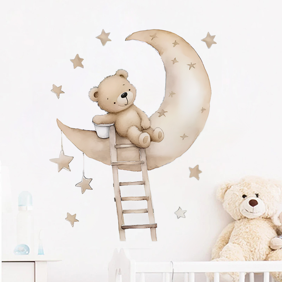 Baby Girl Nursery Quotes - Cute Bear Star Cloud Wall Stickers