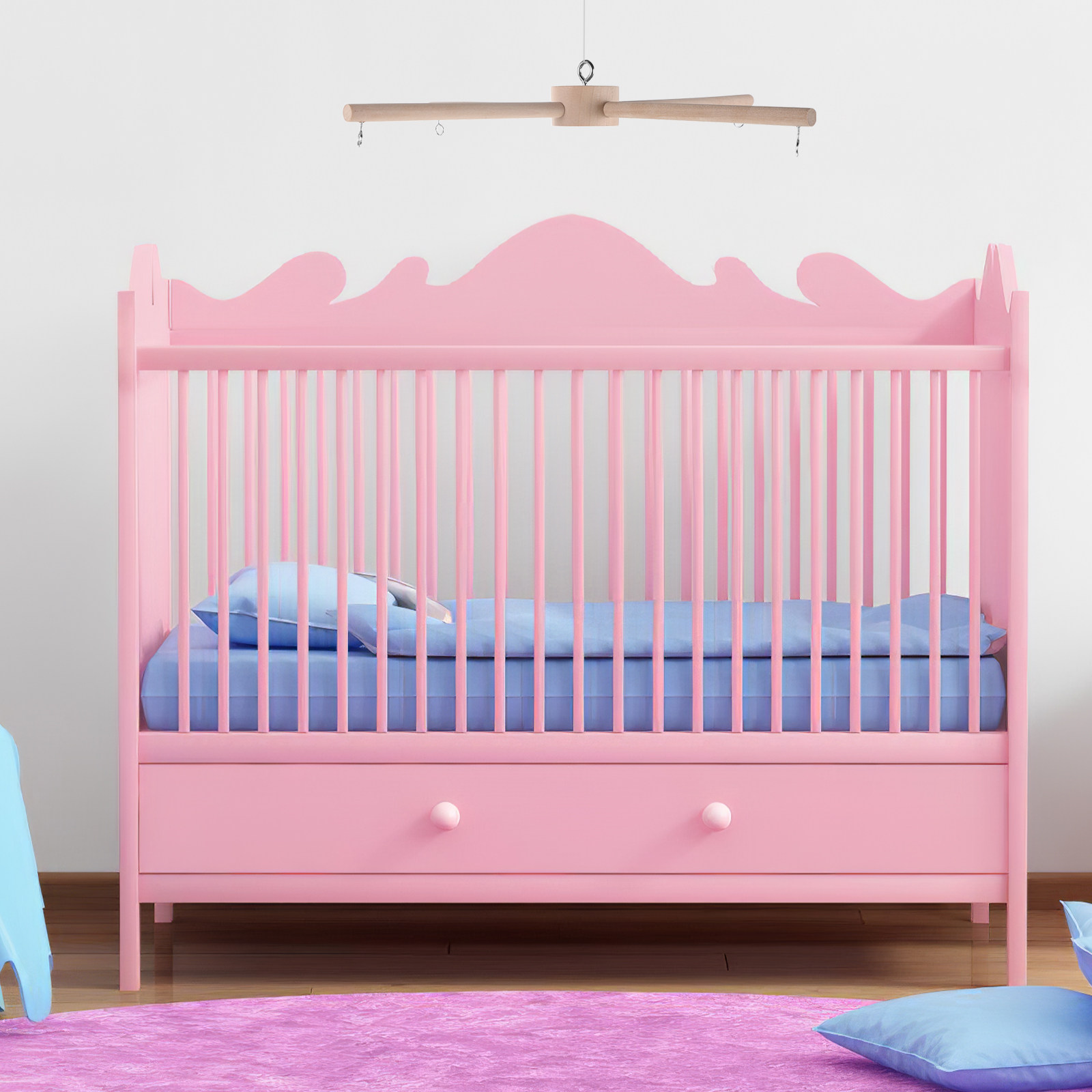 Baby Nursery Equipment - Baby Mobile Kit Frame Wooden Wind