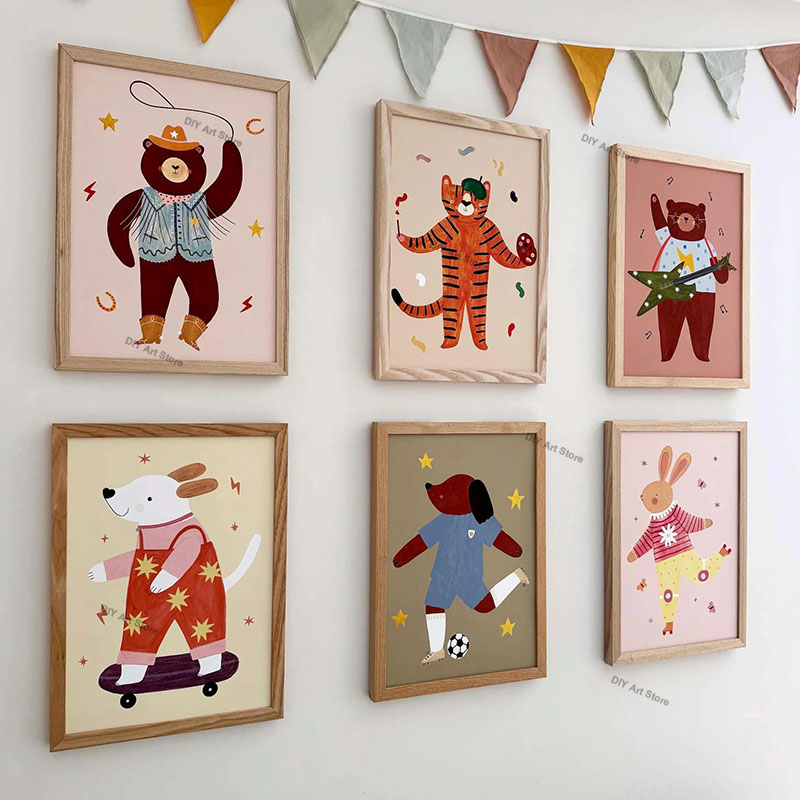Baby Nursery Wall Art - Funny Cartoon Animal Nursery Wall Art