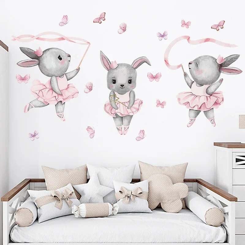 Baby Girl Nursery Quotes - Hand-paint Ballet Bunny Rabbit Dancer Cute