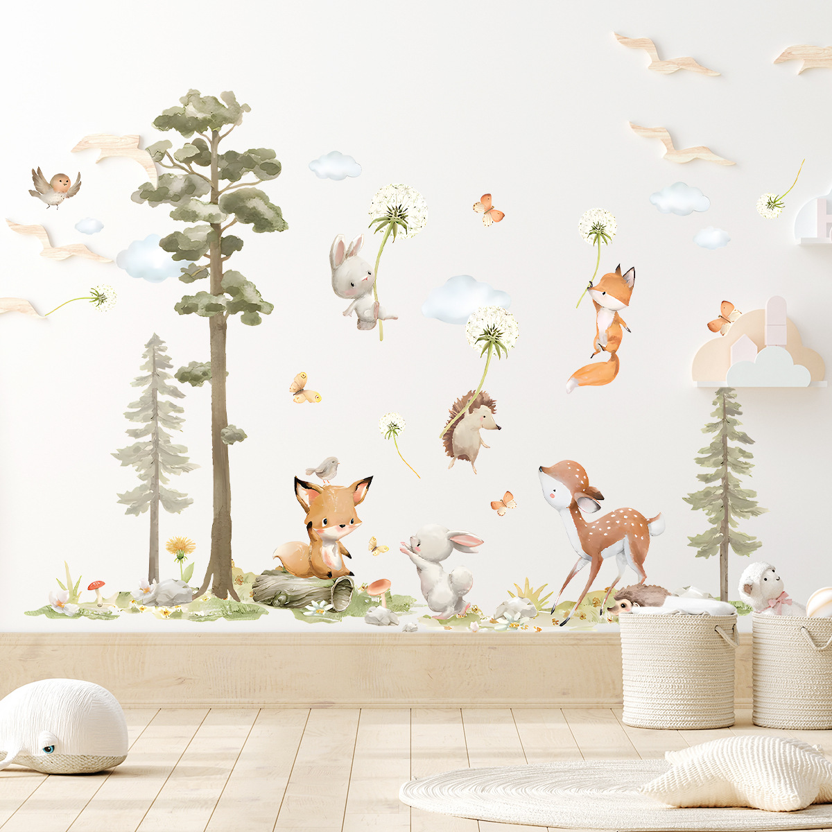 Baby Girl Nursery Quotes - Cute Forest Animals Wall Stickers for