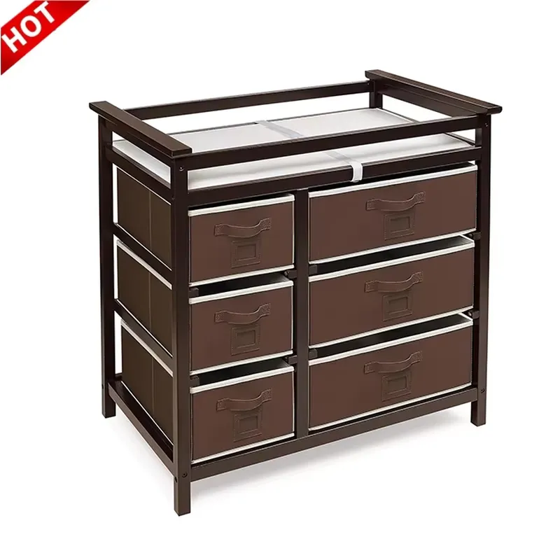Baby Nursery Basket - Modern Wooden Baby Dresser with Diaper