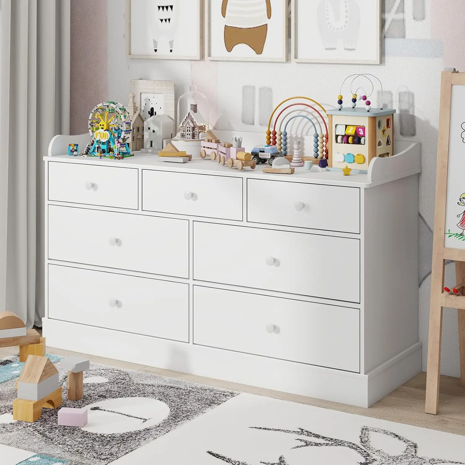 Baby Nursery Table - Kids Dresser Cabinet with 7 Drawers,