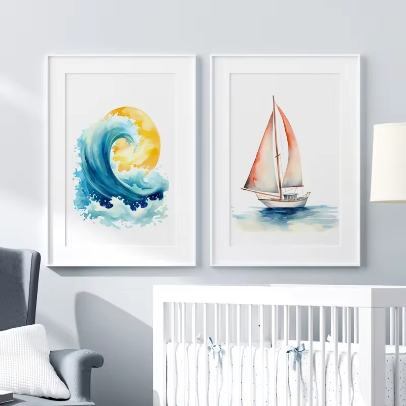 Surf Ocean Themed Nursery Beac - Baby Nursery Ocean Theme 评论和价格