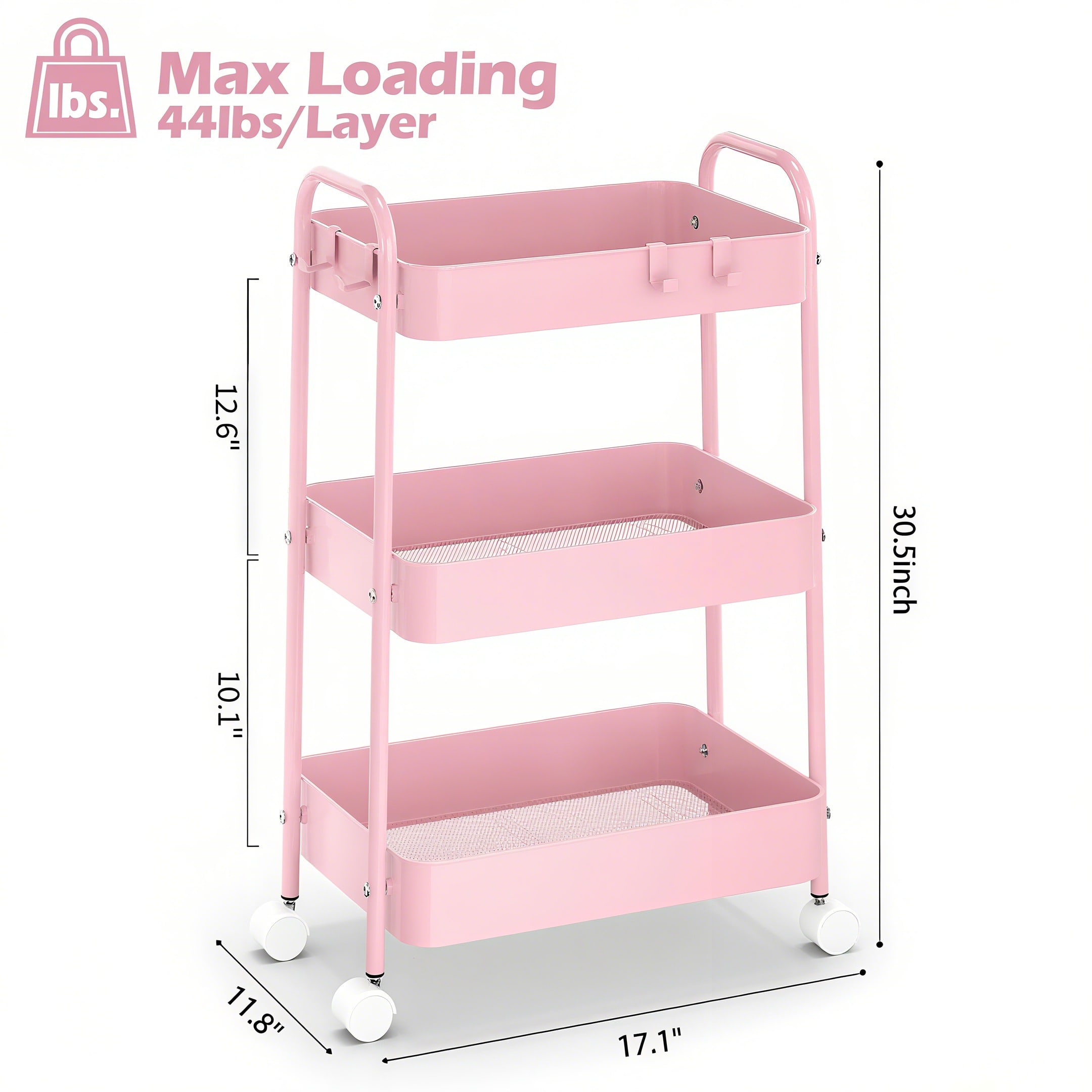 3 Tier Metal Rolling Cart With - Baby Nursery Cart 评论和价格