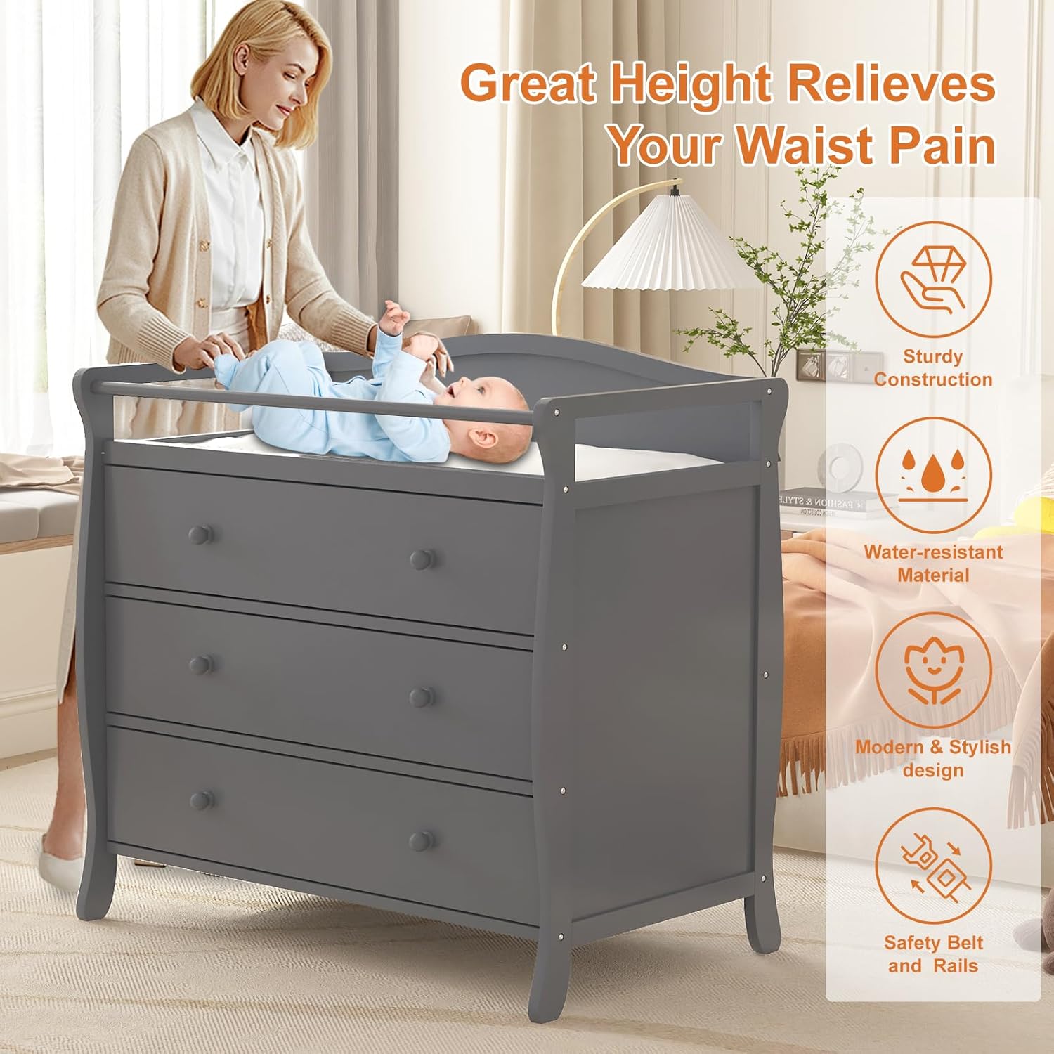 3 Drawers Baby Changing Table  - Baby Nursery Table 评论和价格
