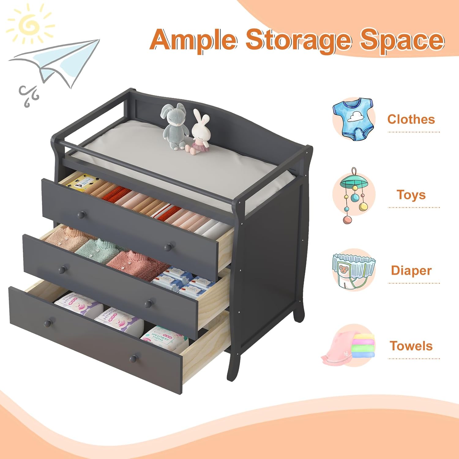 3 Drawers Baby Changing Table  - Baby Nursery Table 评论和价格