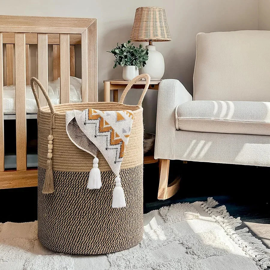 Large Storage Basket Tall Wove - Baby Nursery Basket 评论和价格