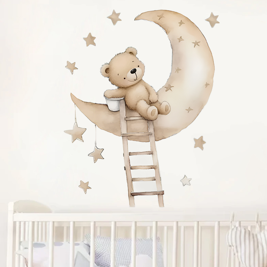 Cute Bear Star Cloud Wall Stic - Baby Girl Nursery Quotes 评论和价格