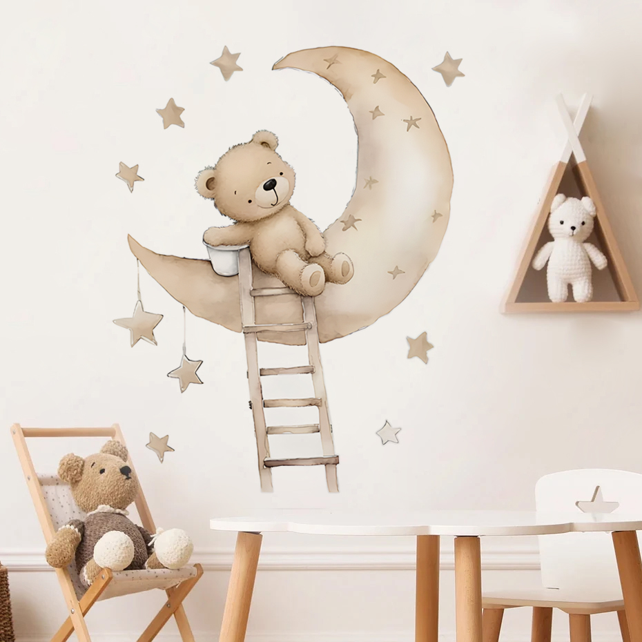 Cute Bear Star Cloud Wall Stic - Baby Girl Nursery Quotes 评论和价格