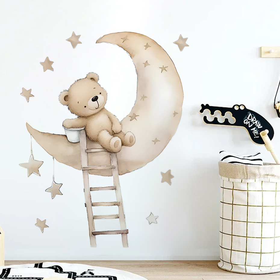 Cute Bear Star Cloud Wall Stic - Baby Girl Nursery Quotes 评论和价格