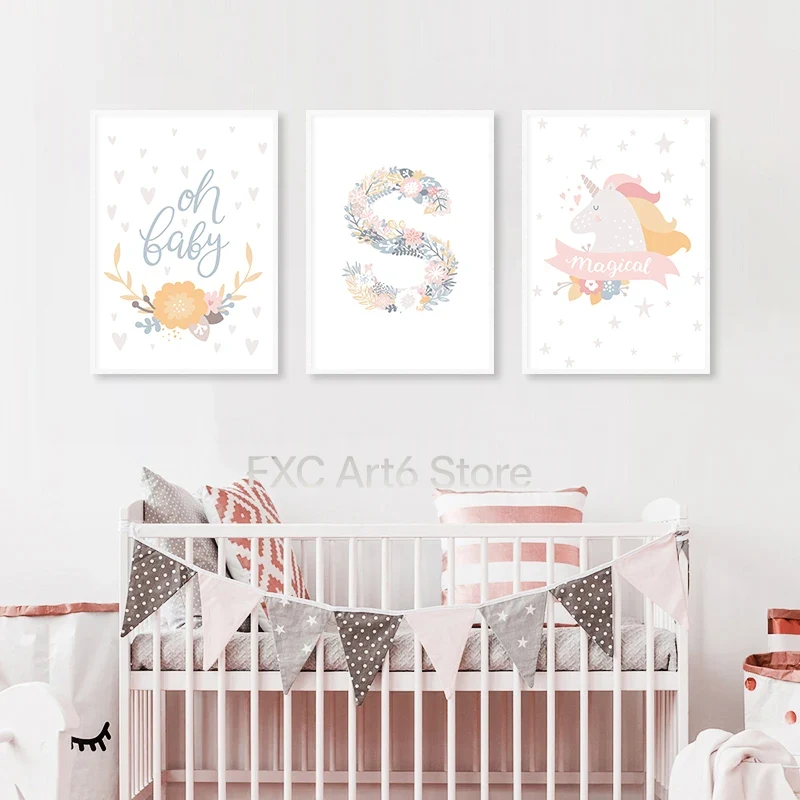1PC frameless Floral Alphabet  - Baby Nursery Pink 评论和价格