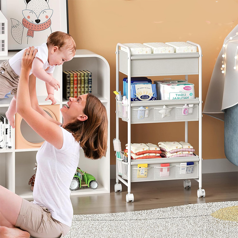 3-Tier Rolling Diaper Cart, Mu - Baby Nursery Cart 评论和价格