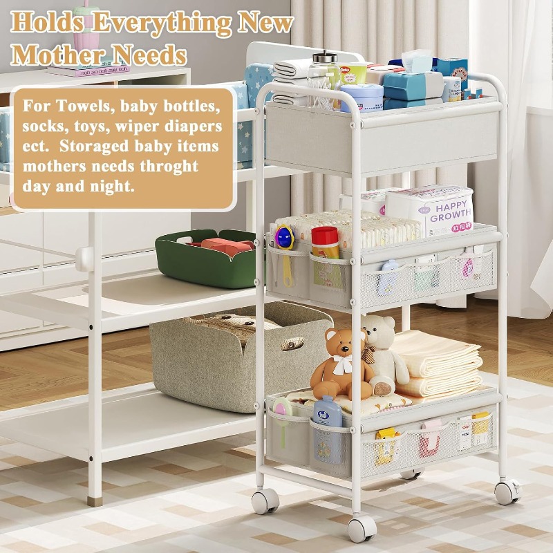 3-Tier Rolling Diaper Cart, Mu - Baby Nursery Cart 评论和价格