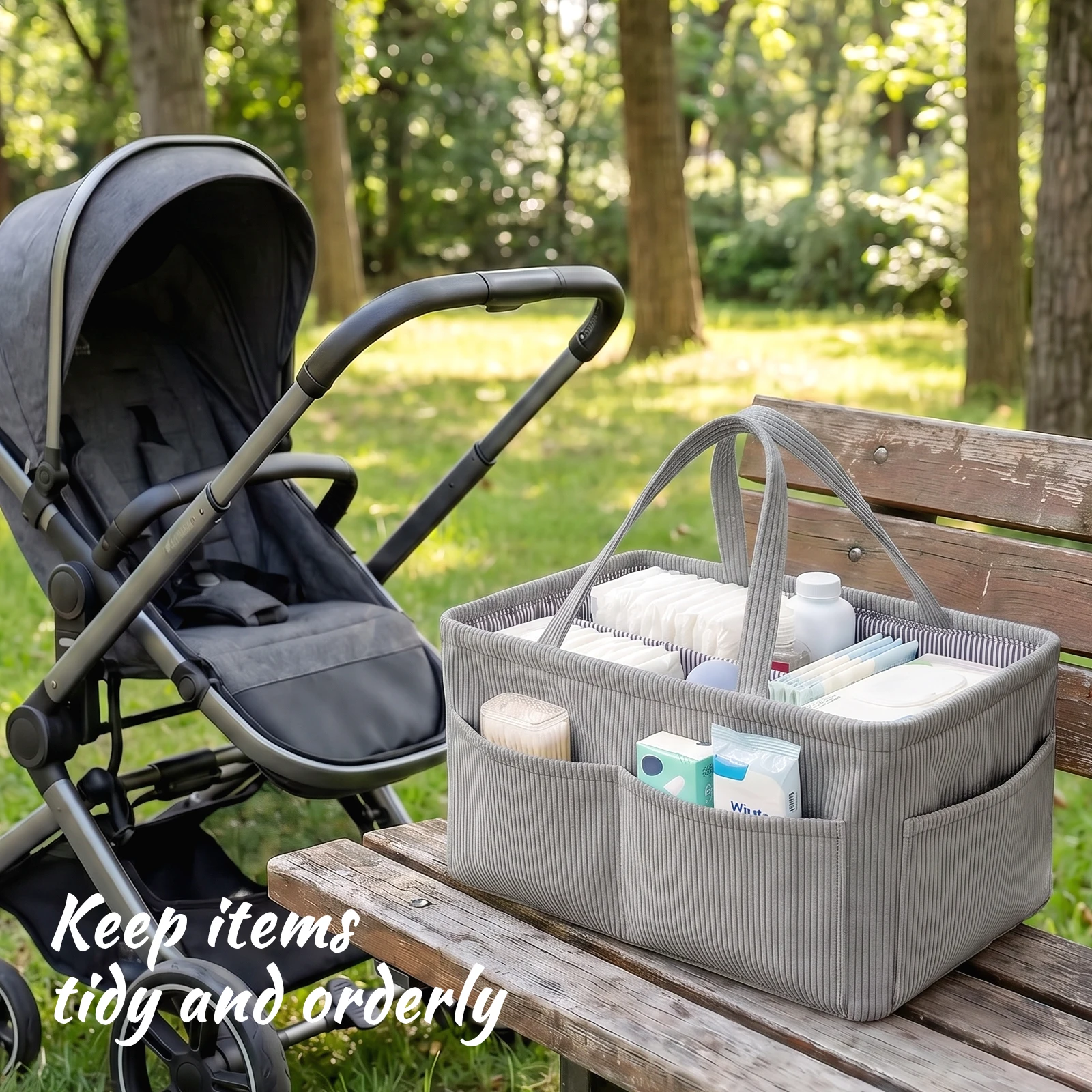 Baby Nappy Caddy Organizer Fol - Baby Nursery Basket 评论和价格