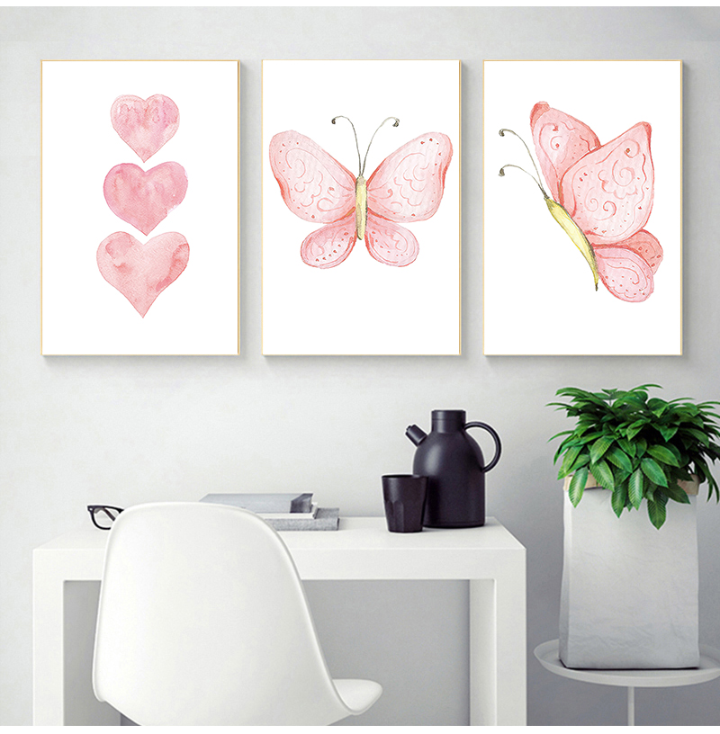 Pink Heart Canvas Painting But - Baby Nursery Pink 评论和价格