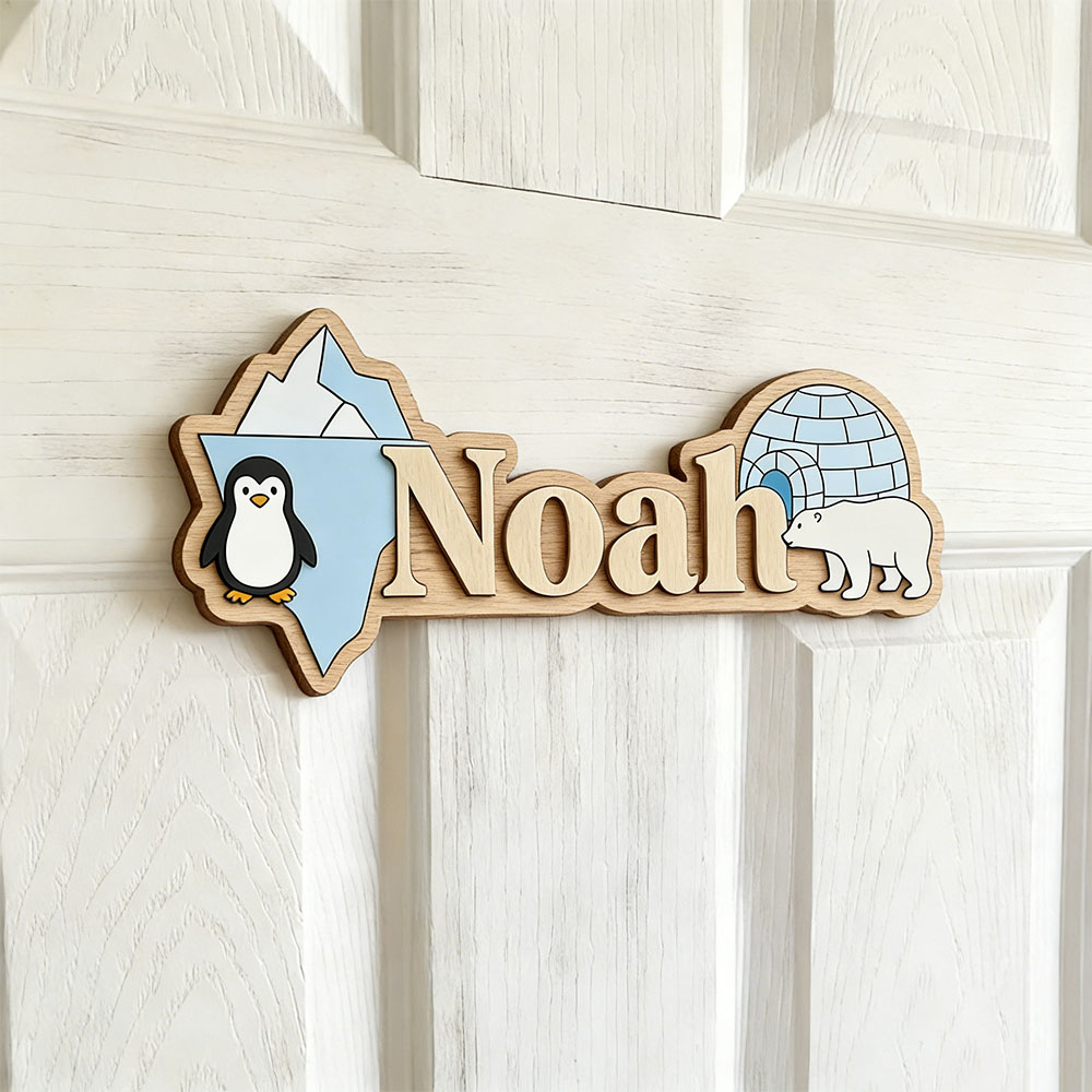 Arctic Penguin & Polar Bear Cu - Baby Nursery Wall Art 评论和价格