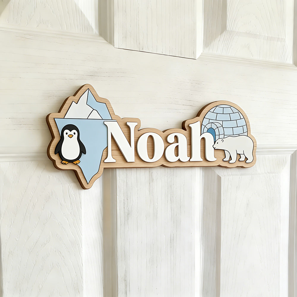 Arctic Penguin & Polar Bear Cu - Baby Nursery Wall Art 评论和价格