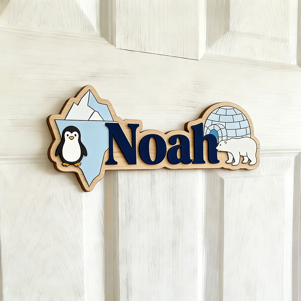 Arctic Penguin & Polar Bear Cu - Baby Nursery Wall Art 评论和价格