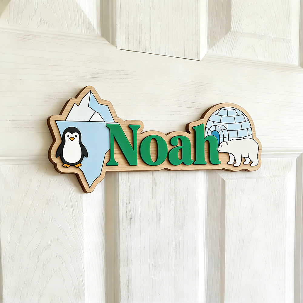 Arctic Penguin & Polar Bear Cu - Baby Nursery Wall Art 评论和价格