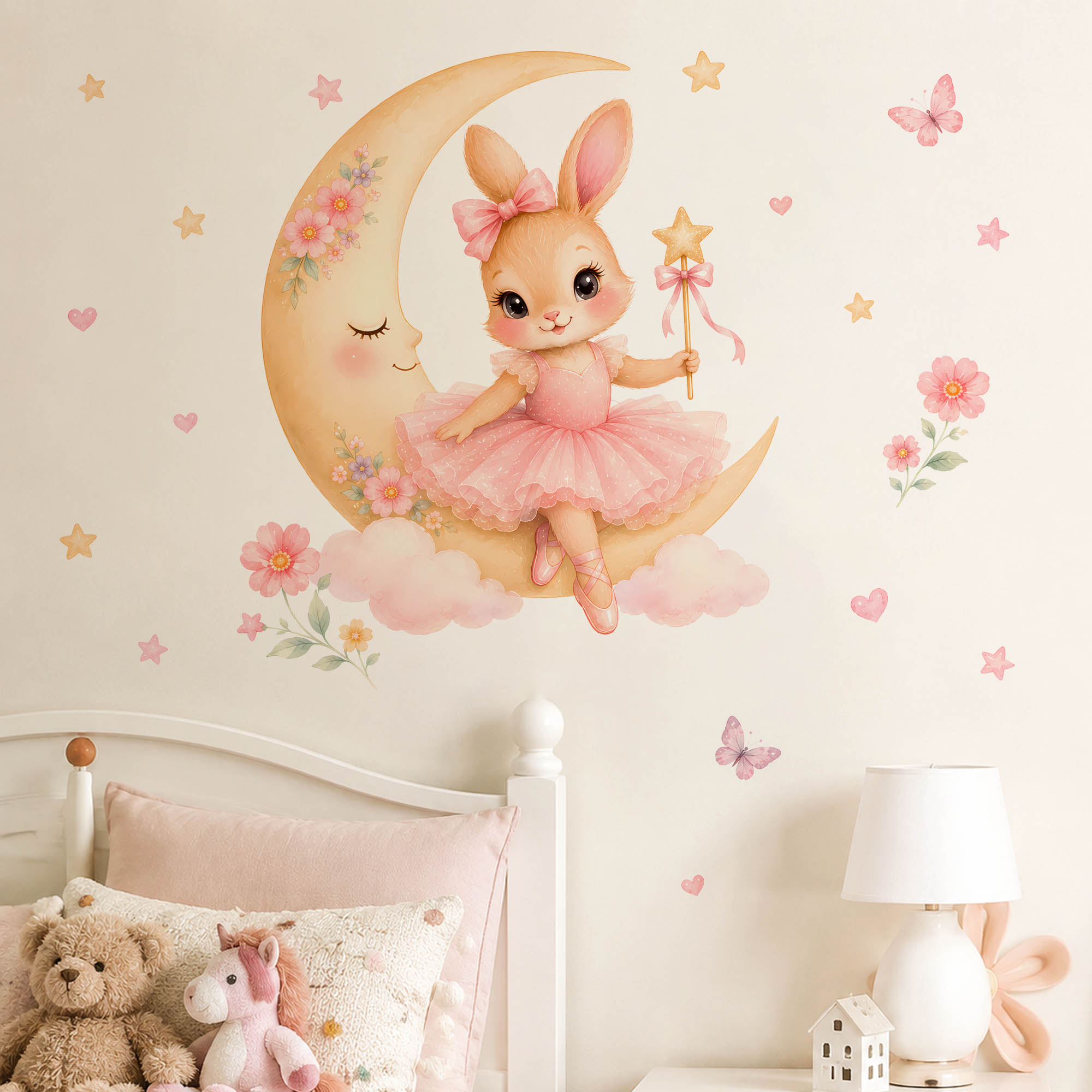 Watercolor Ballerina Bunny Moo - Baby Girl Nursery Quotes 评论和价格