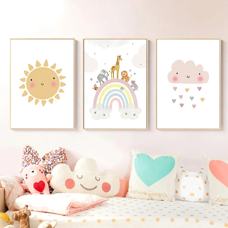 Giraffe Elephant Hot Balloon S - Baby Nursery Wall Art 评论和价格