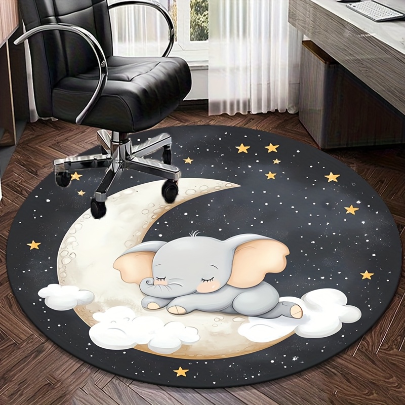 Cute Elephant Moon Stars Round - Baby Nursery Elephant Theme 评论和价格