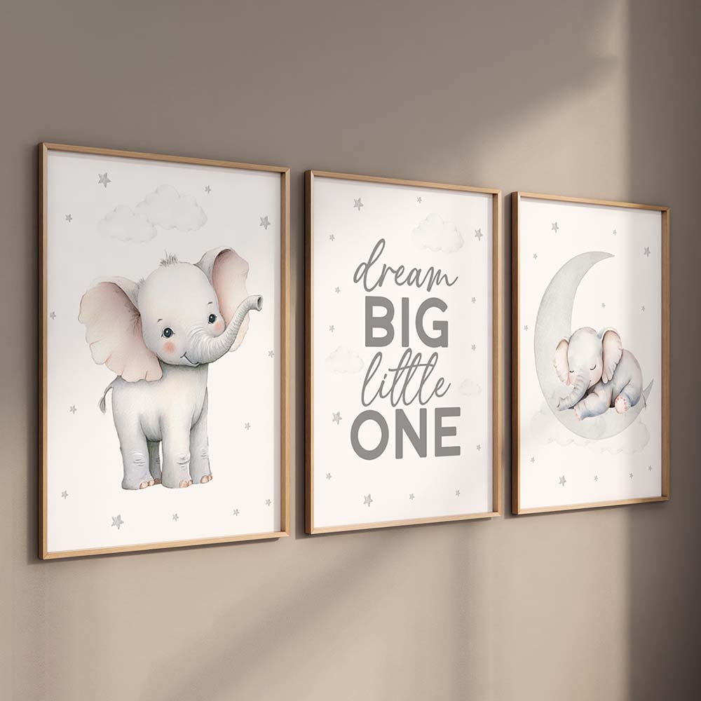 frameless Canvas Painting 3pc  - Baby Nursery Elephant Theme 评论和价格