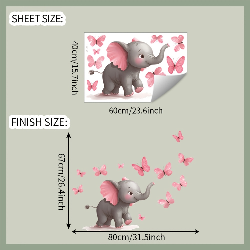 1pc Baby Elephant Butterfly Th - Baby Nursery Elephant Theme 评论和价格