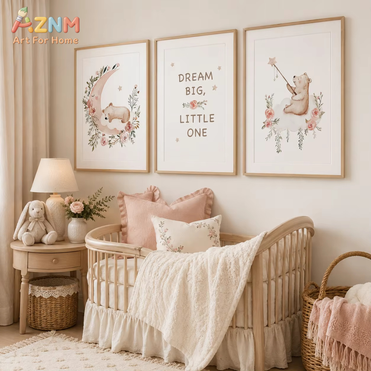 AZNM Nursery Flower Wall Art,  - Baby Girl Nursery Quotes 评论和价格