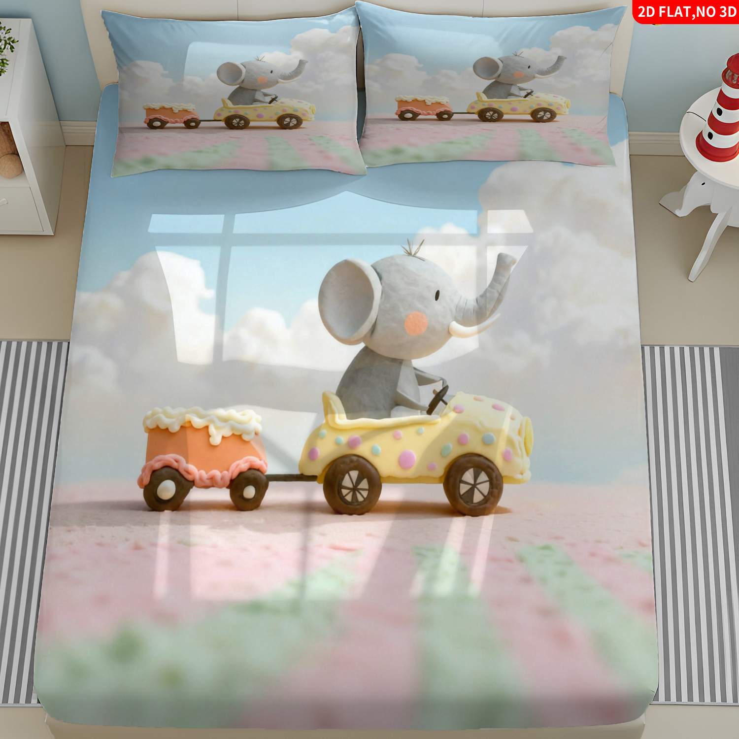 Christmas 2D Digital Print Thr - Baby Nursery Elephant Theme 评论和价格
