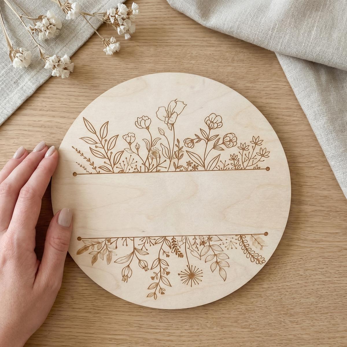 Personalized Floral Round Wood - Baby Nursery Wall 评论和价格