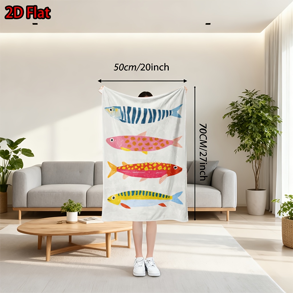 Whimsical Fish Print Throw Bla - Baby Nursery Ocean Theme 评论和价格