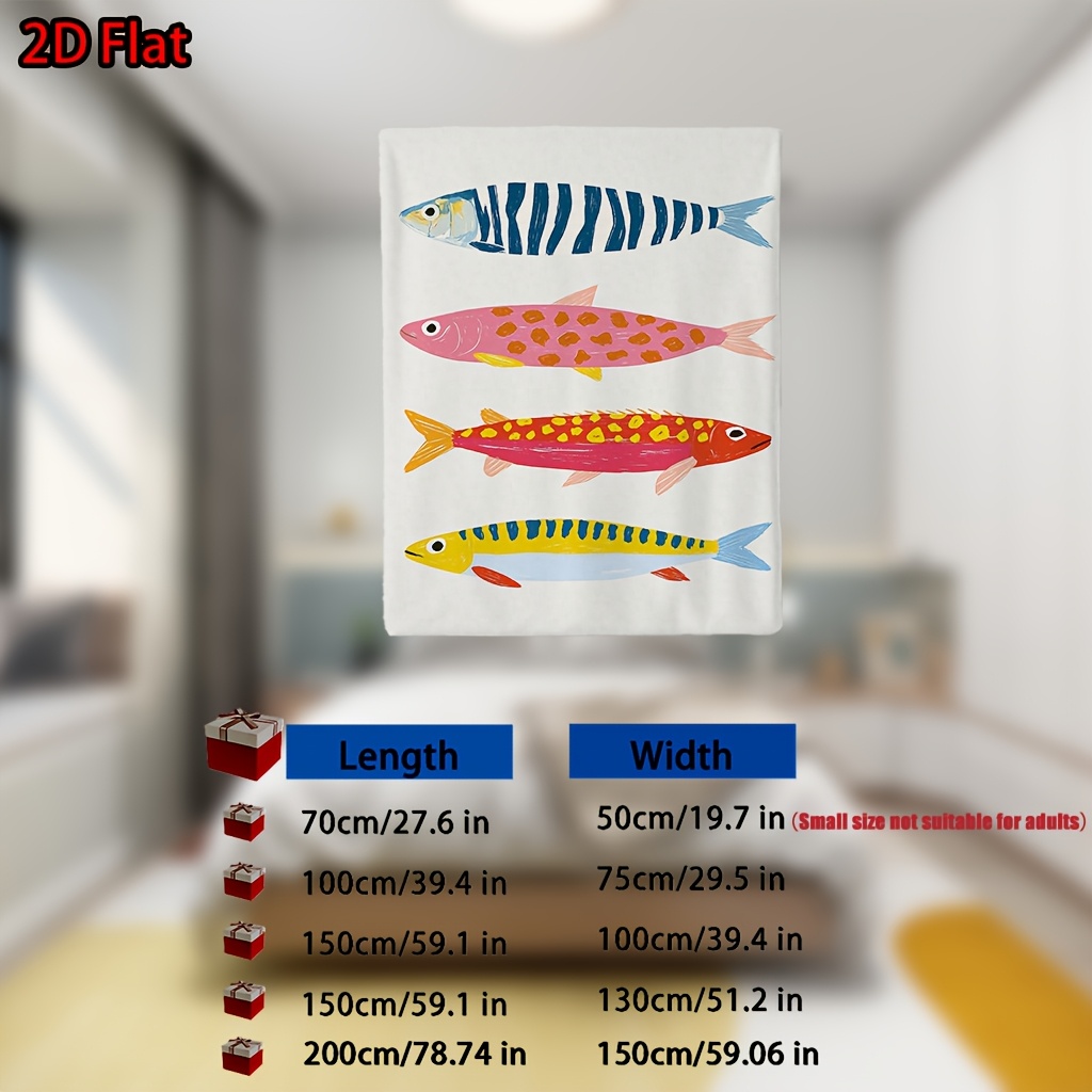 Whimsical Fish Print Throw Bla - Baby Nursery Ocean Theme 评论和价格