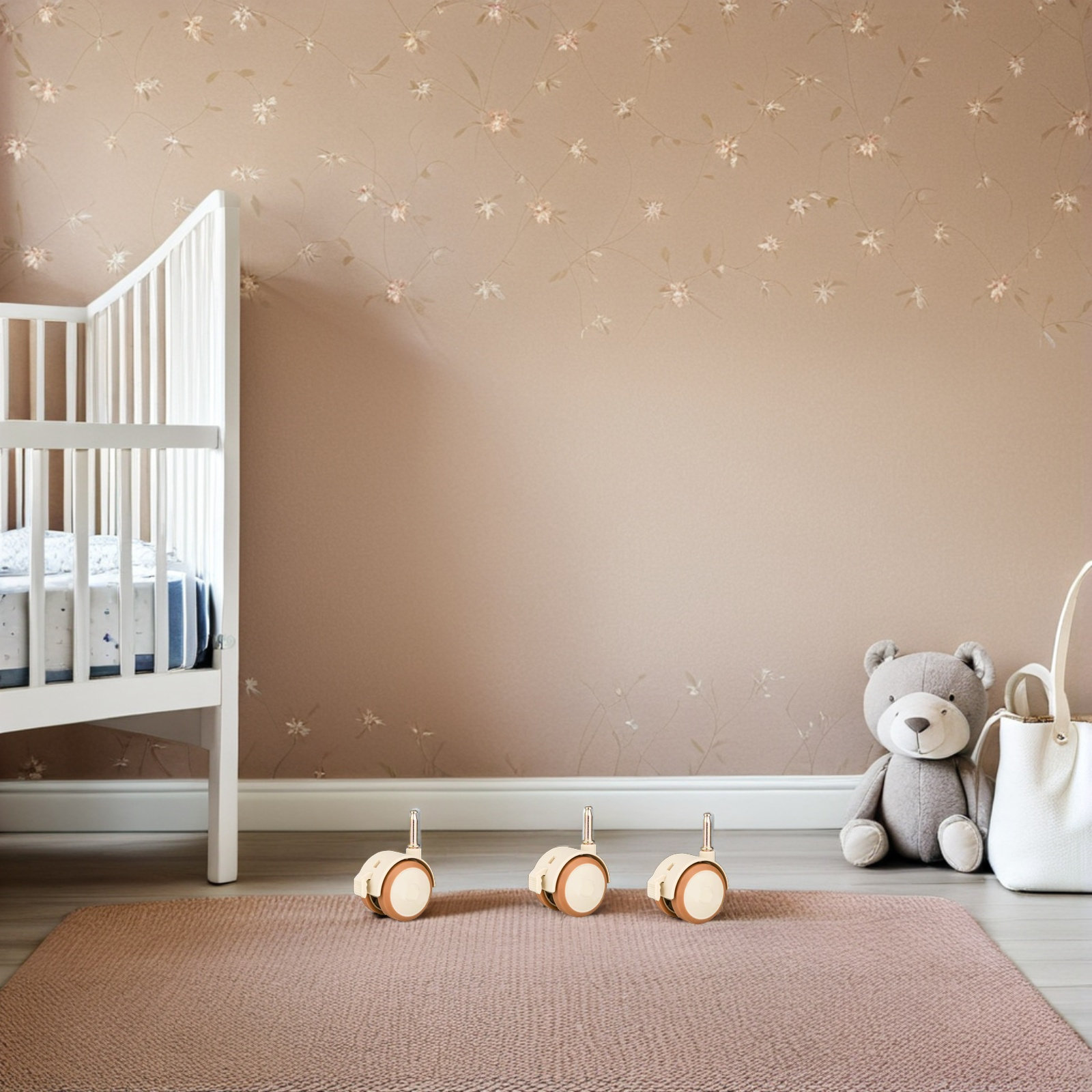 4Pcs Baby Cot Wheels Rubber Sw - Baby Nursery Cart 评论和价格
