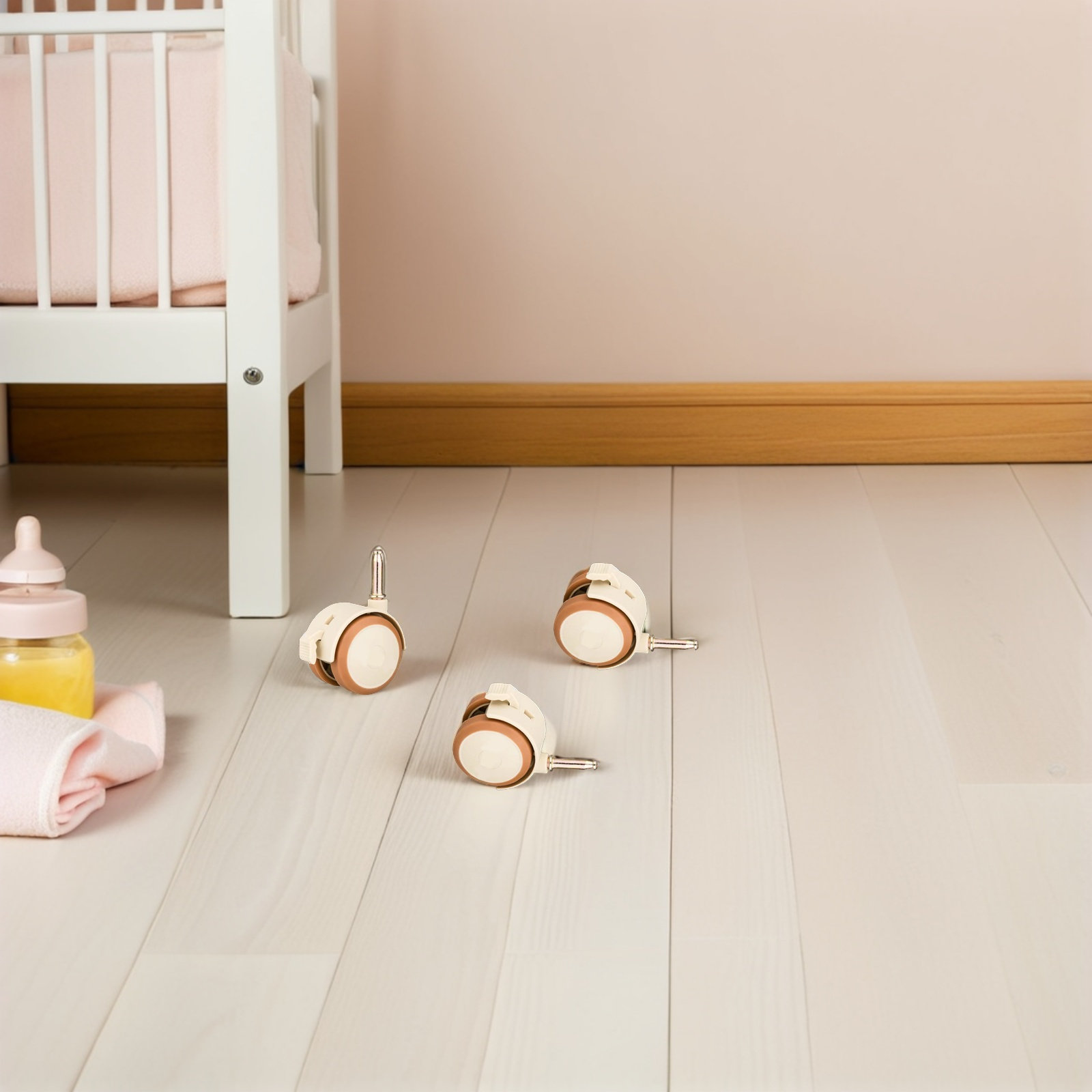 4Pcs Baby Cot Wheels Rubber Sw - Baby Nursery Cart 评论和价格