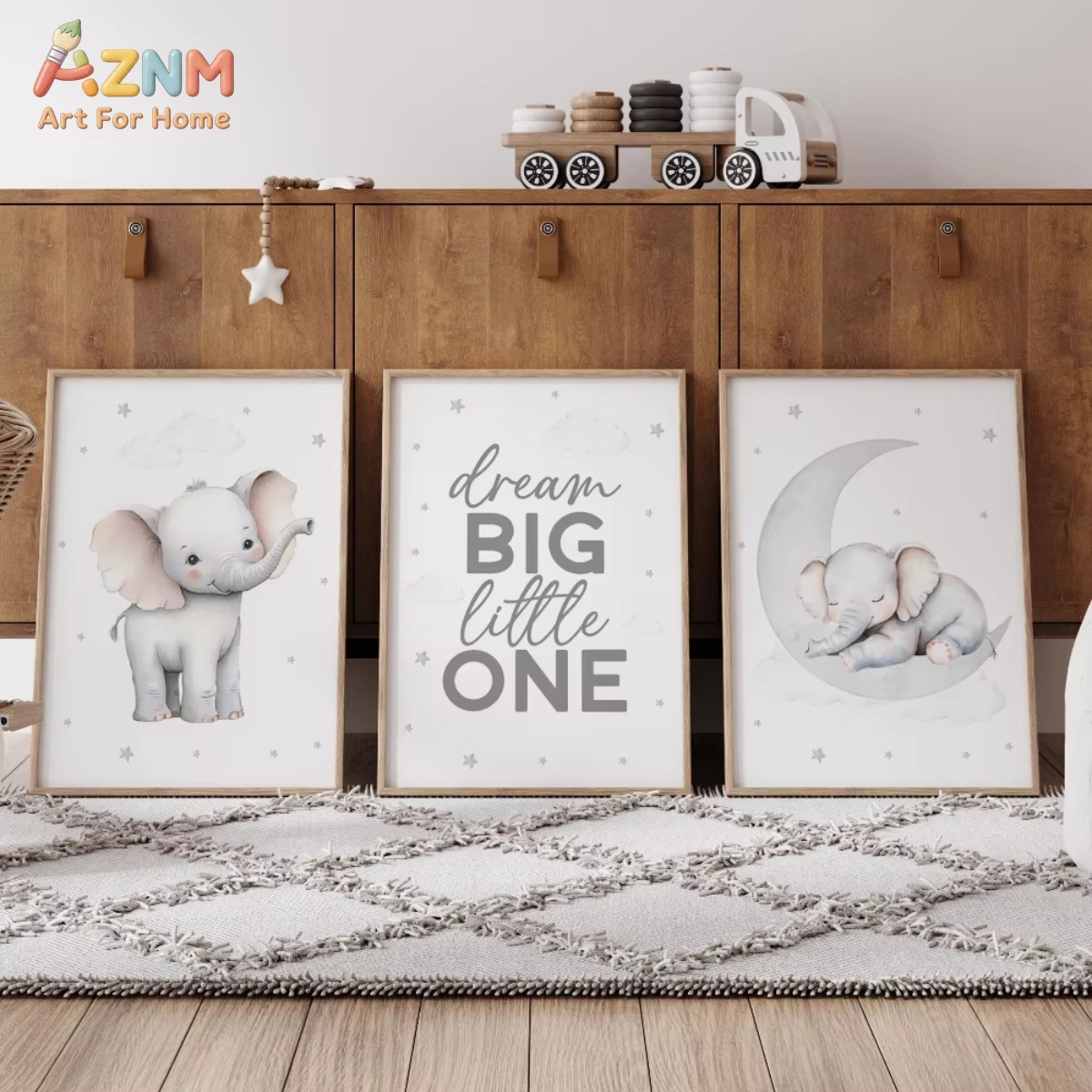 AZNM Elephant Nursery Print Se - Baby Nursery Elephant Theme 评论和价格