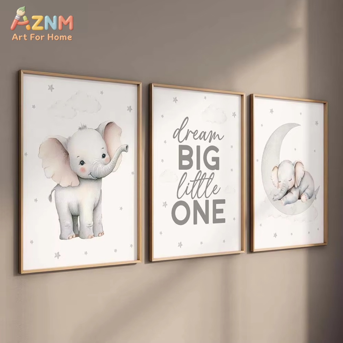 AZNM Elephant Nursery Print Se - Baby Nursery Elephant Theme 评论和价格