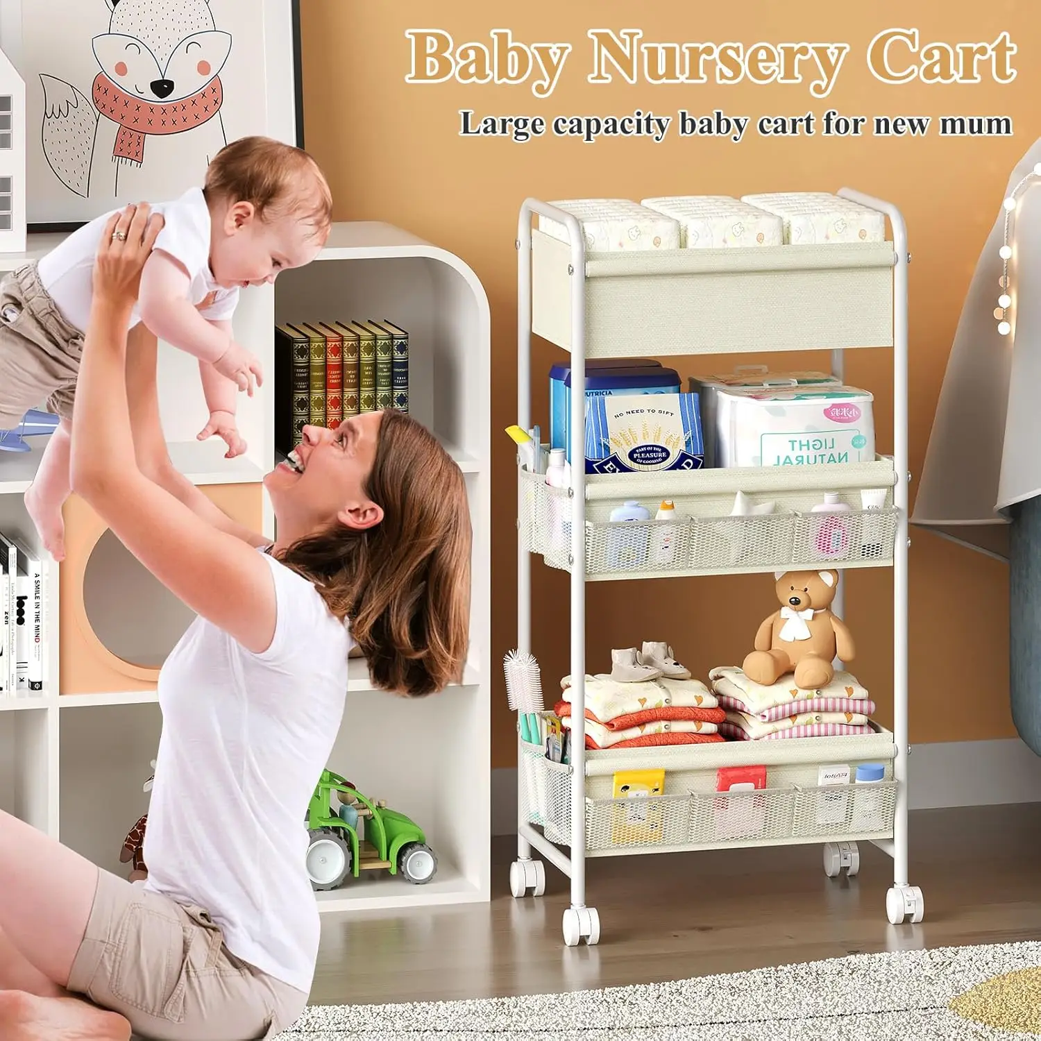 3 Tier Baby Diaper Caddy Cart  - Baby Nursery Cart 评论和价格