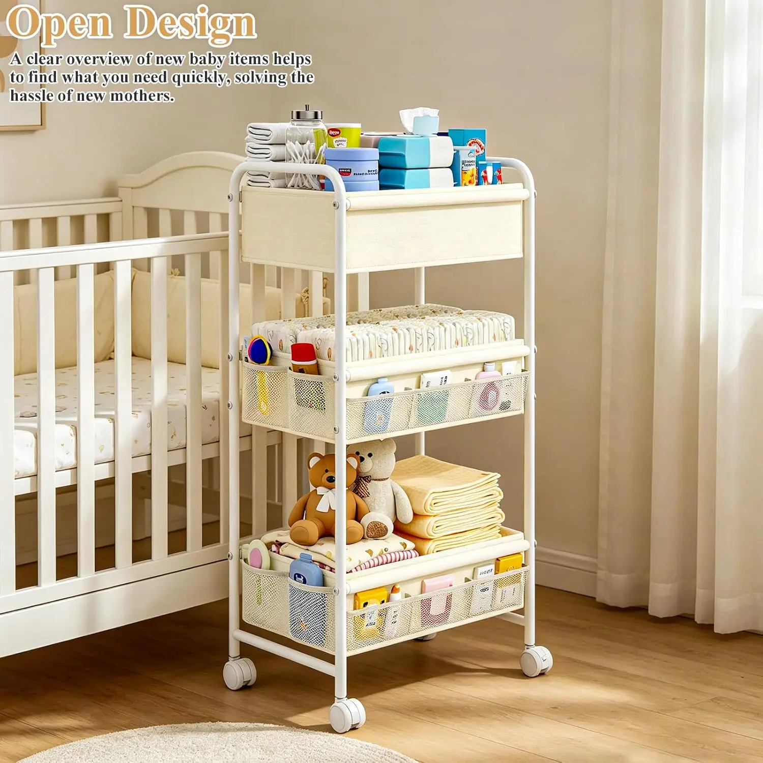 3 Tier Baby Diaper Caddy Cart  - Baby Nursery Cart 评论和价格