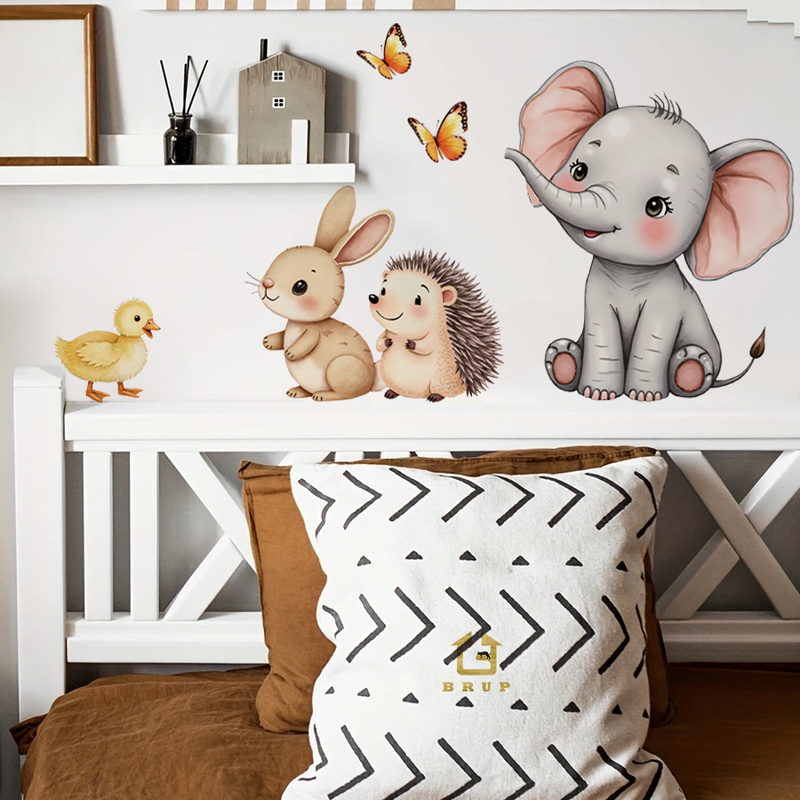 Cartoon Animal Wall Sticker -  - Baby Nursery Wall 评论和价格
