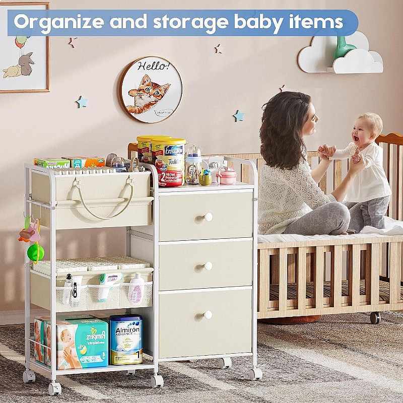 Large Capacity Baby Diaper Org - Baby Nursery Cart 评论和价格