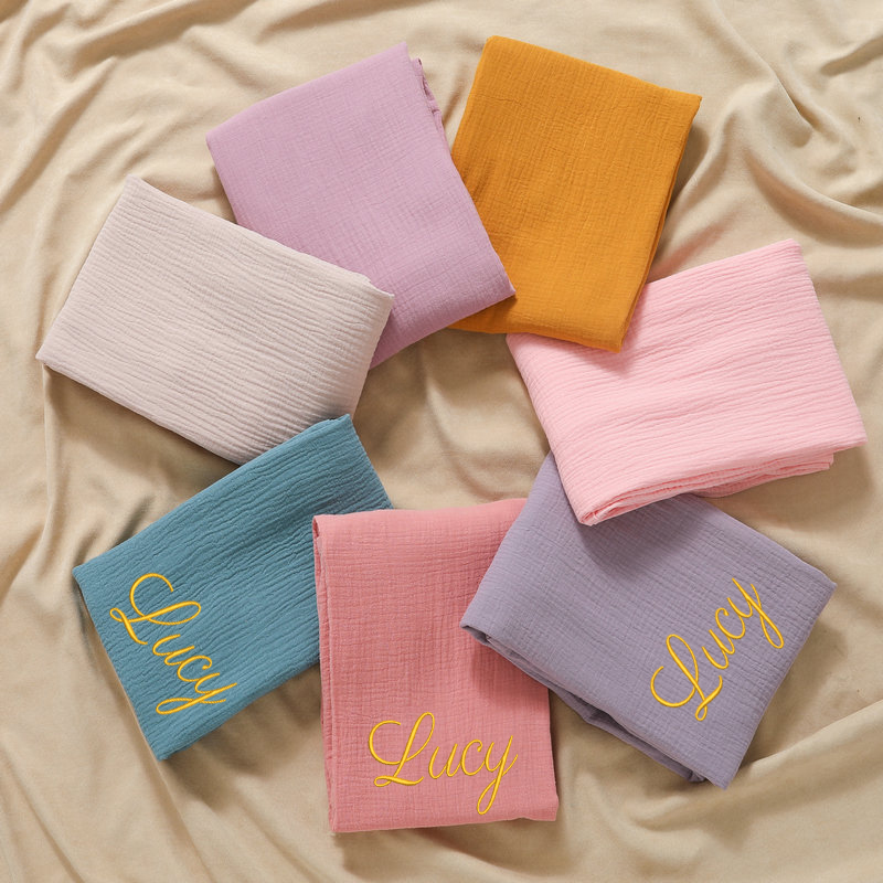 Personalized Name Embroidered  - Swaddle Blanket Muslin 评论和价格