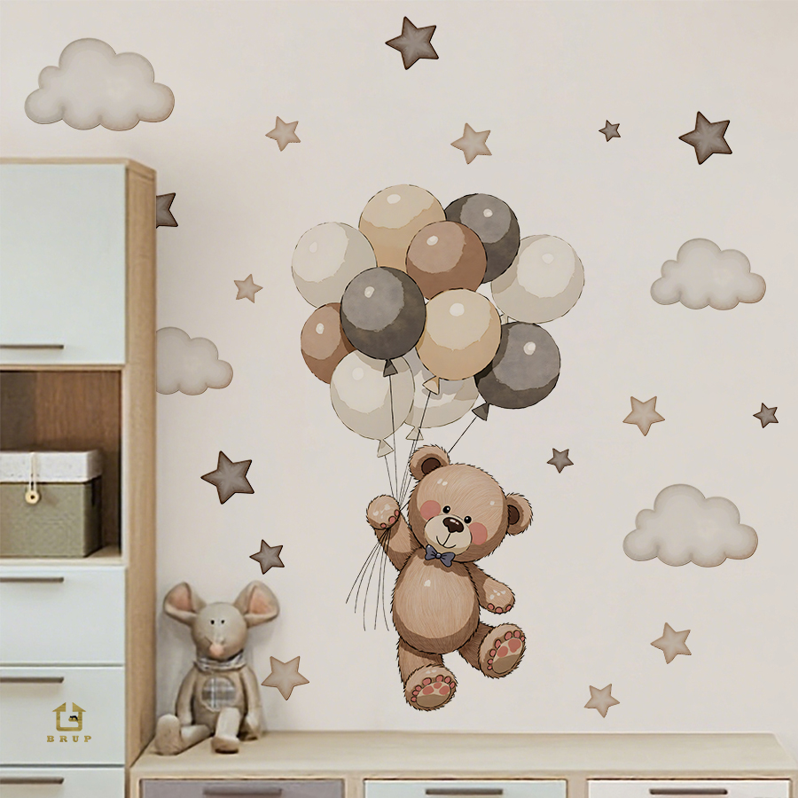 Adorable Teddy Bear Wall Decal - Baby Nursery Wall 评论和价格