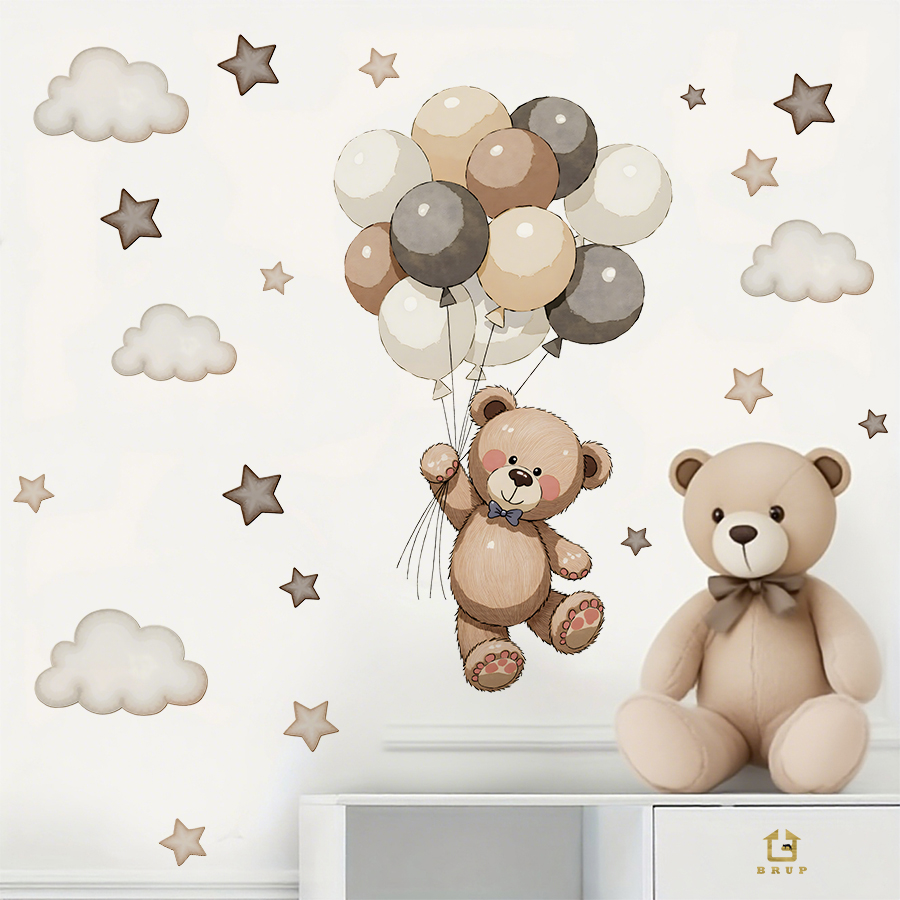 Adorable Teddy Bear Wall Decal - Baby Nursery Wall 评论和价格