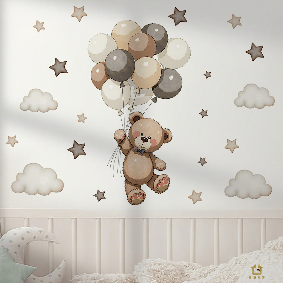 Adorable Teddy Bear Wall Decal - Baby Nursery Wall 评论和价格