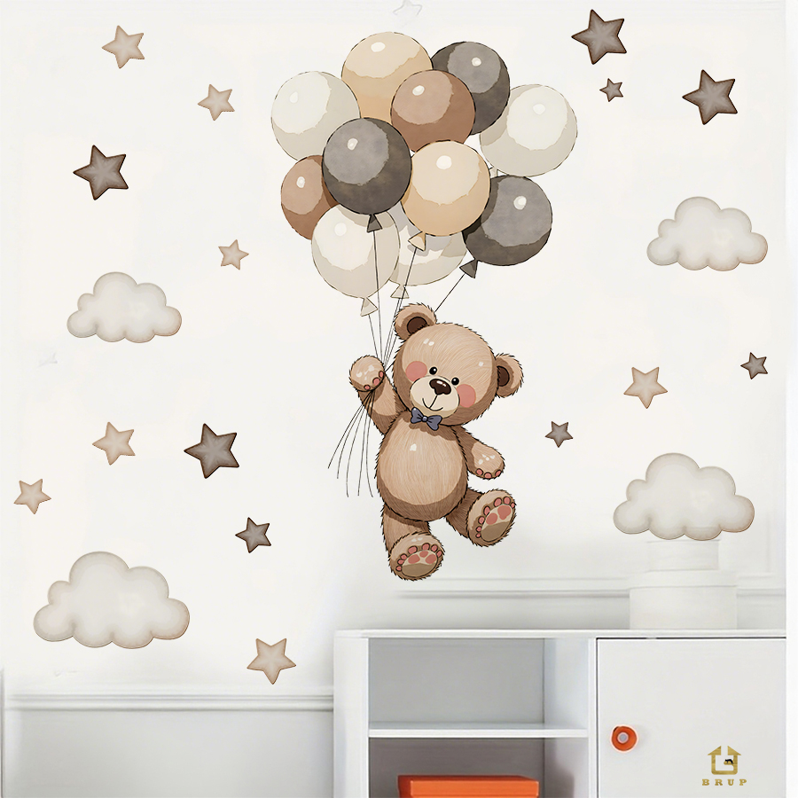 Adorable Teddy Bear Wall Decal - Baby Nursery Wall 评论和价格