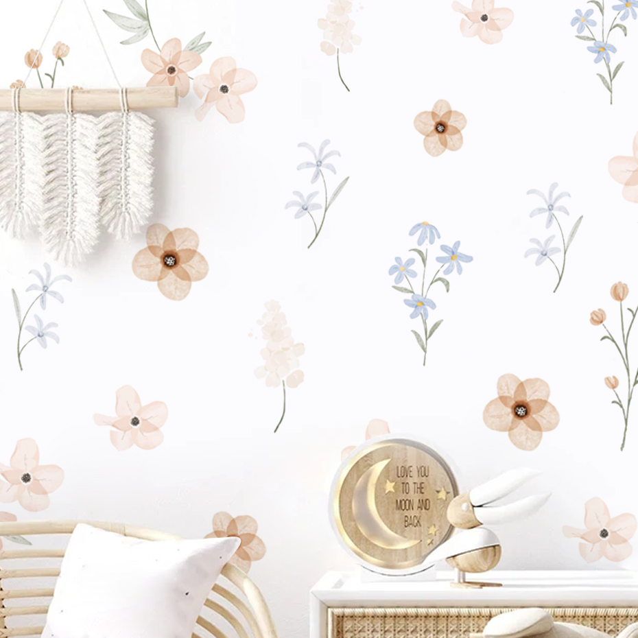 Watercolor Flowers Wall Sticke - Baby Girl Nursery Quotes 评论和价格